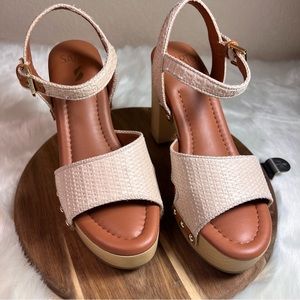 Sarto by Franco Sarto Wally 2 Woven Platforms Heels Neutral Color Size 8